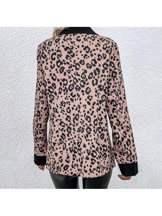Lacked single bread leopard shirt long sleeved cardigan shirt jacket