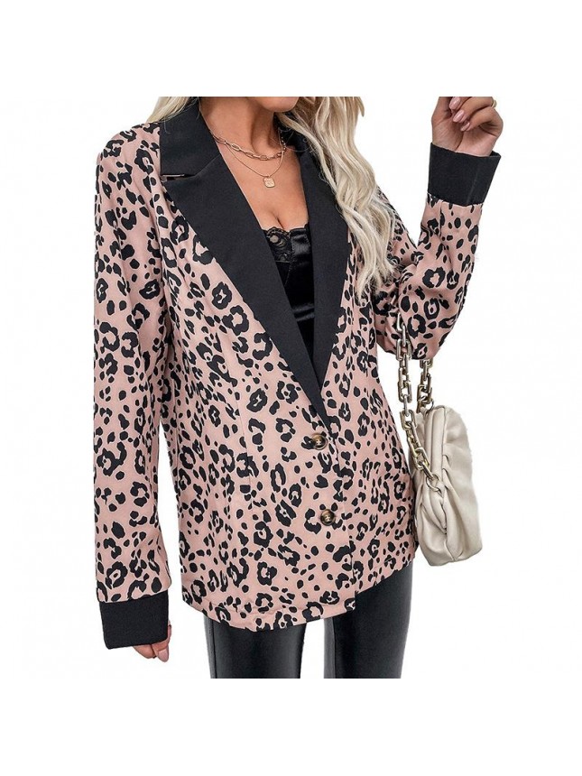 Lacked single bread leopard shirt long sleeved cardigan shirt jacket