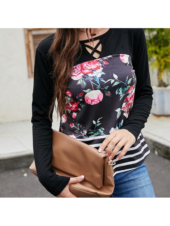Original design print T shirt stitching long section
