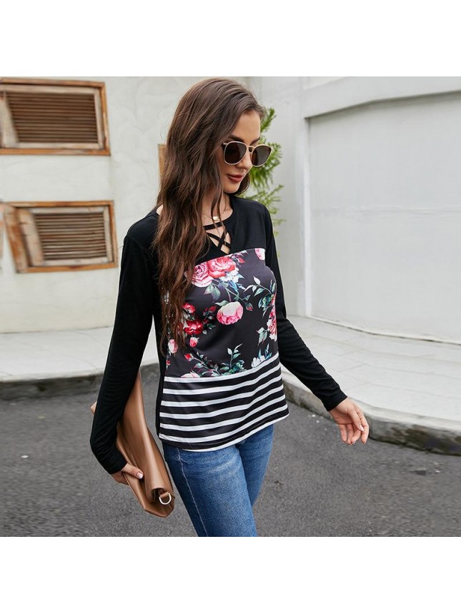 Original design print T shirt stitching long section