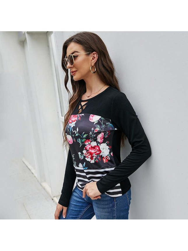 Original design print T shirt stitching long section