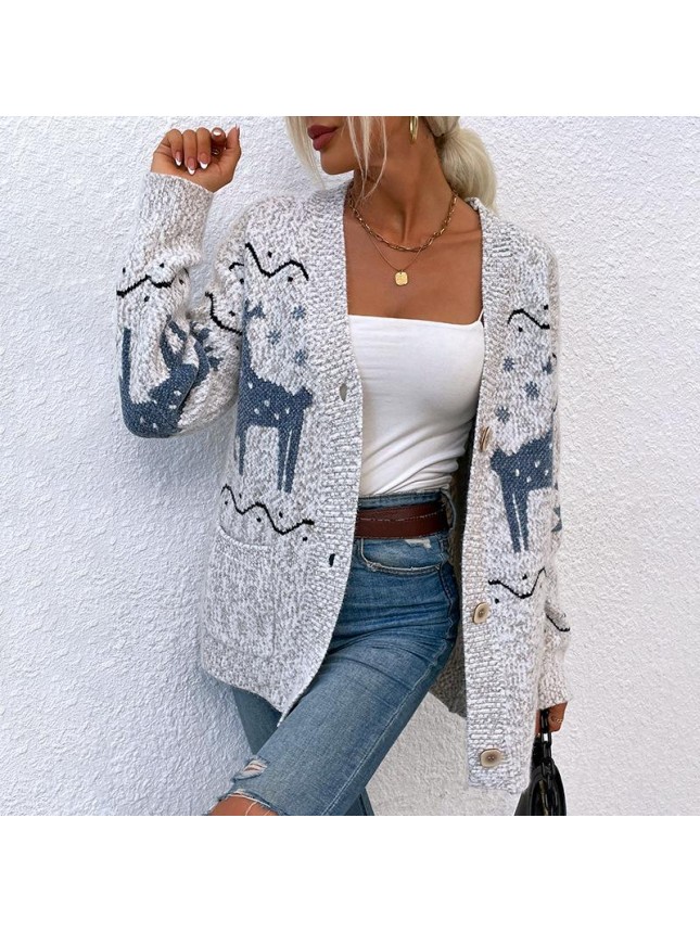Single breasted Christmas deer sweater fashion outfits