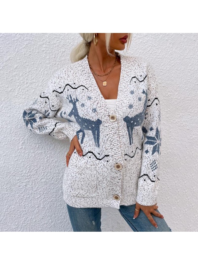 Single breasted Christmas deer sweater fashion outfits