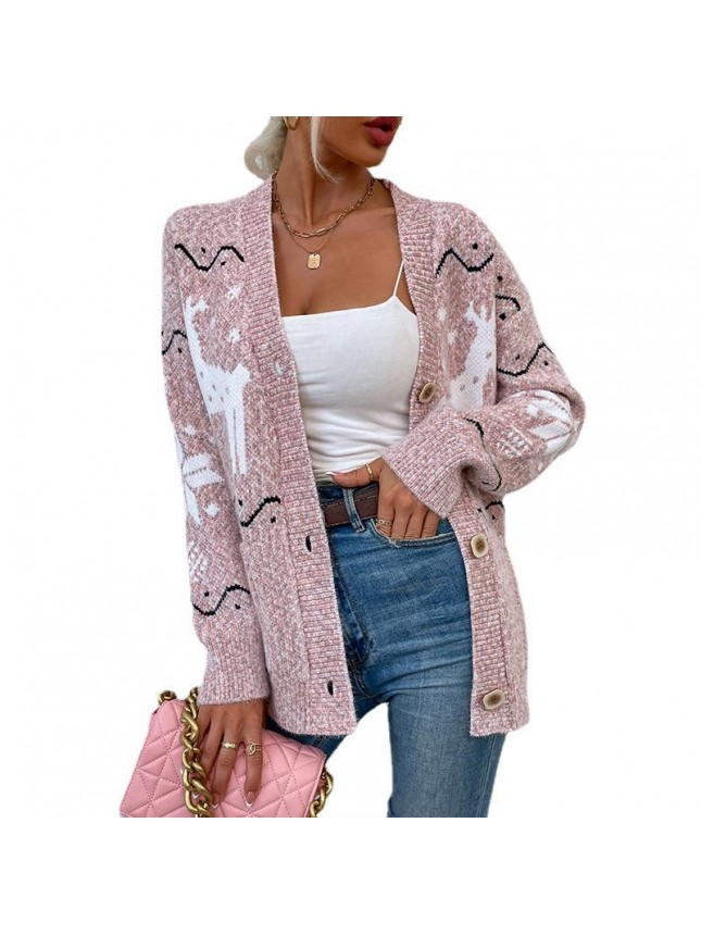 Single breasted Christmas deer sweater fashion outfits