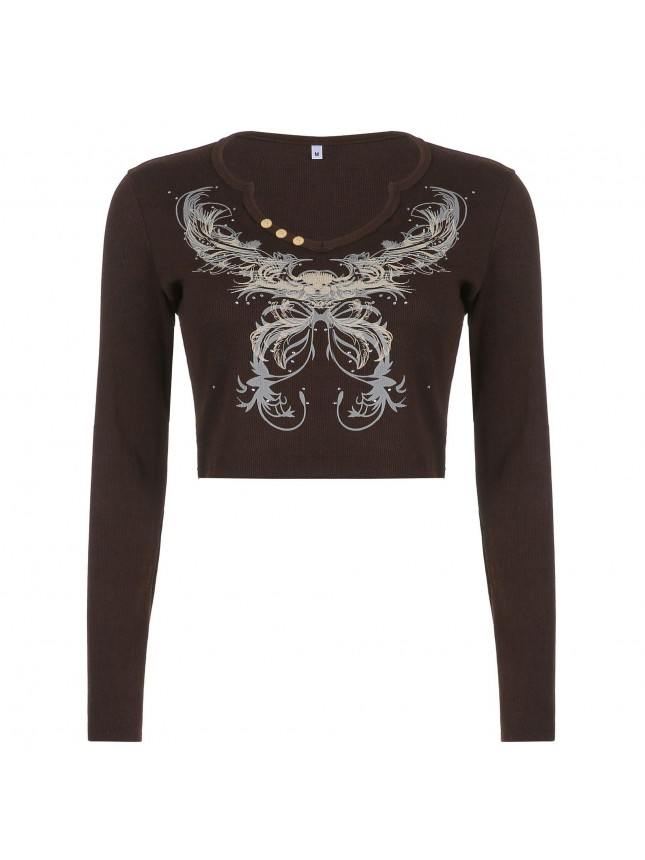 Button stereo butterfly printing tape t shirt