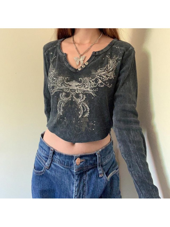 Button stereo butterfly printing tape t shirt