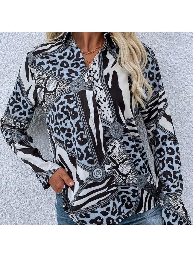 Bohemia Printing shirt single breasted long sleeved shirt