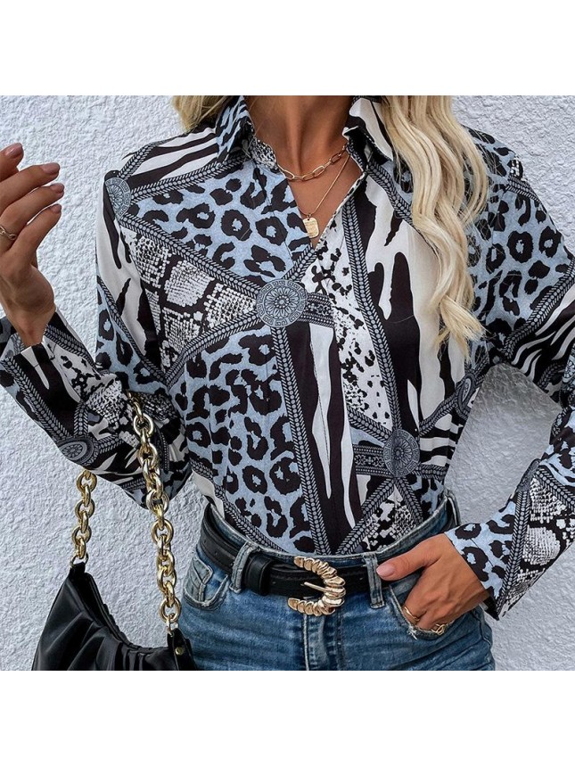 Bohemia Printing shirt single breasted long sleeved shirt