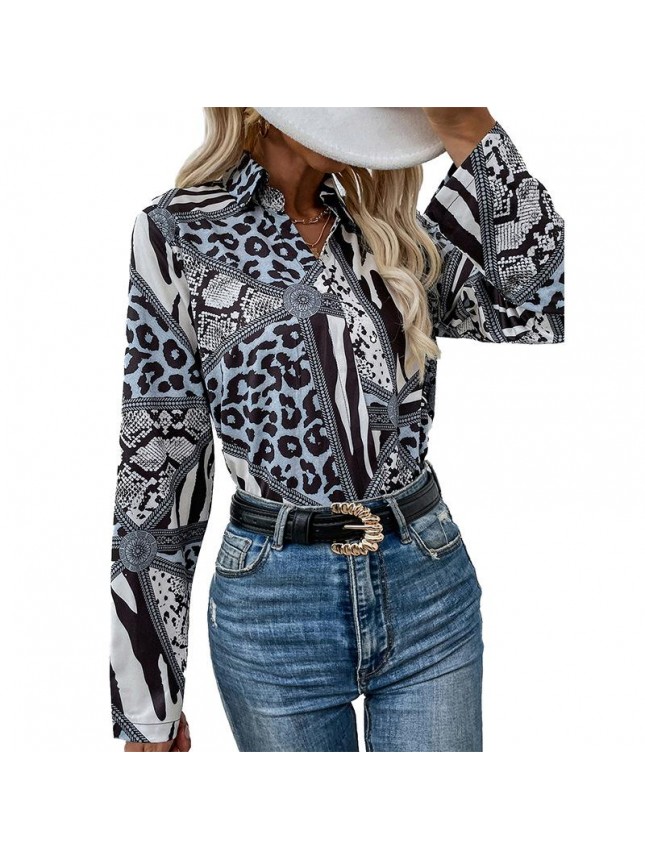 Bohemia Printing shirt single breasted long sleeved shirt