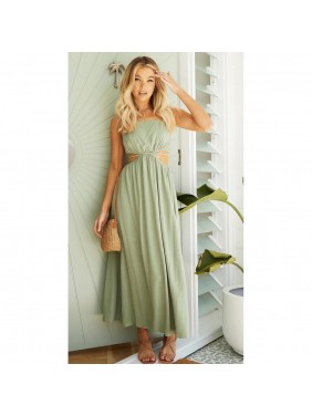 Temperament waist-revealing halter dress