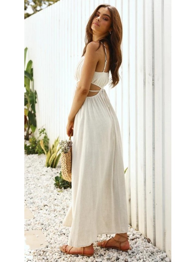 Temperament waist-revealing halter dress